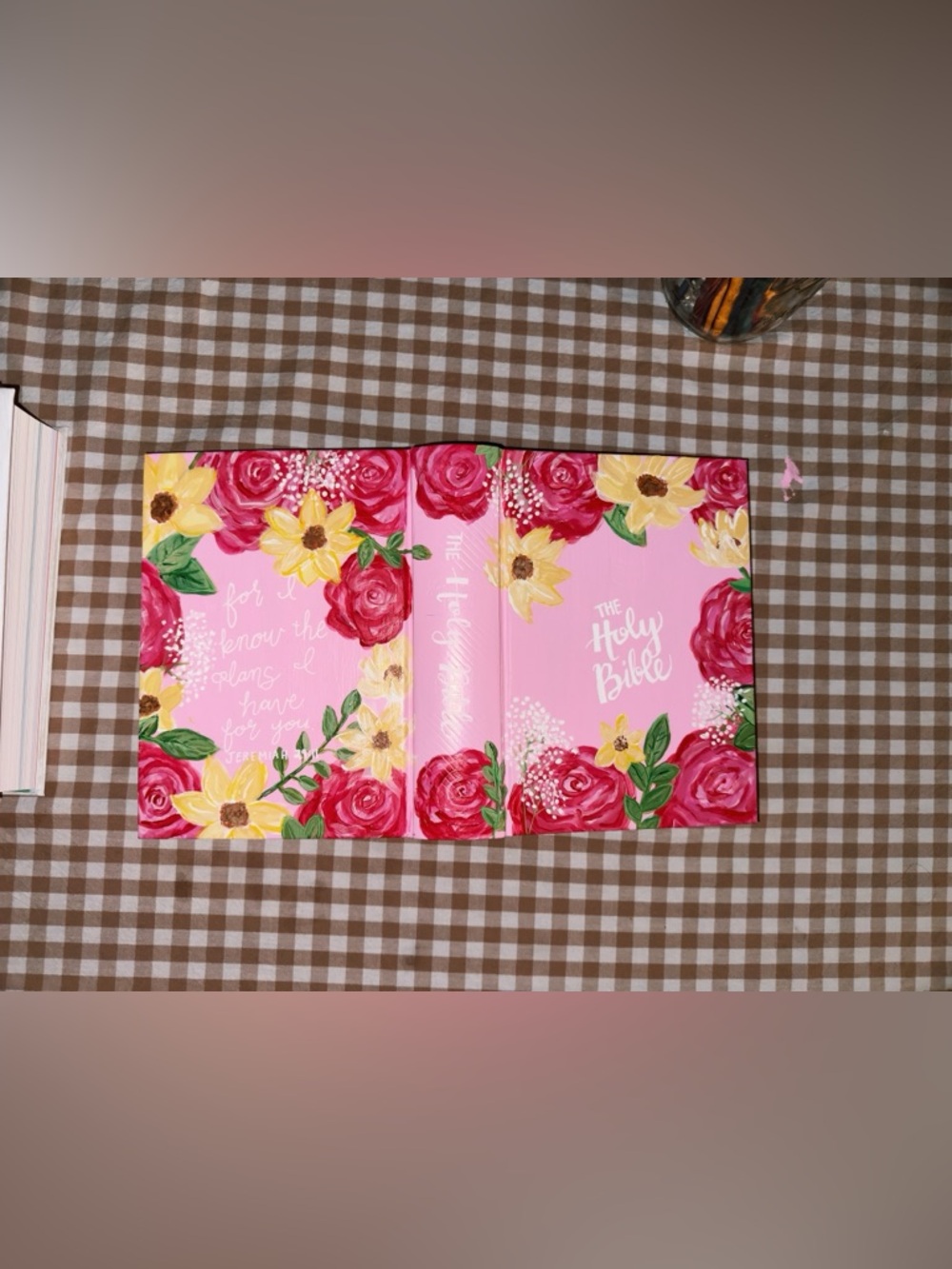 Floral Pink The Holy Bible hand-painted and hand lettered Cover